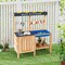 Costway Kids Kitchen Playset Wooden Outdoor Mud Kitchen Pretend Play Toy W/ Kitchenware